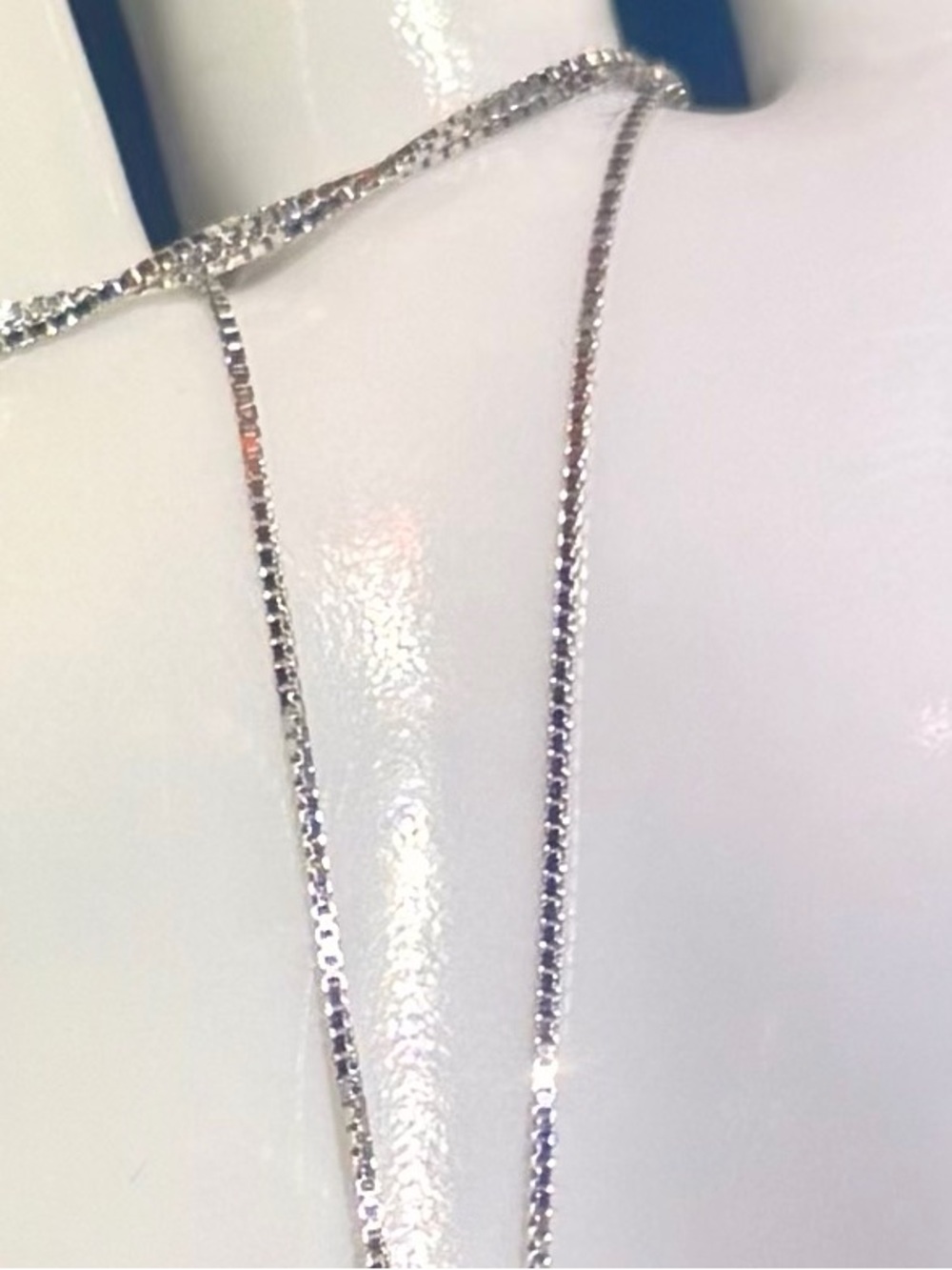 Blue Diamond Pendant 14K White Gold Plated 925 Sterling Silver 18 Inch Necklace - Picture 3 of 5
